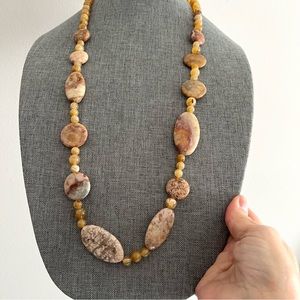 Gemstone chunky necklace long in good condition- earthy tones Chico’s - …
